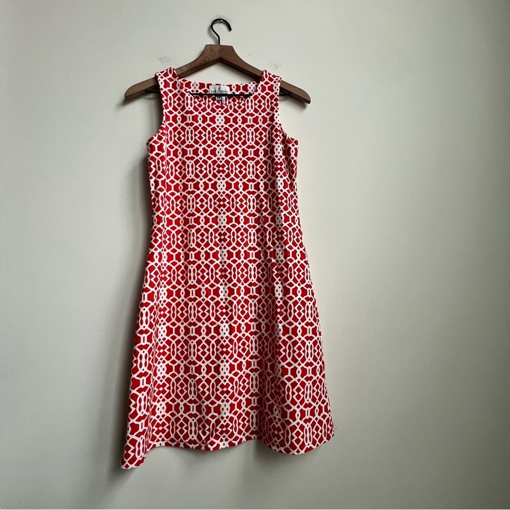 Jude Connally Beth Sleeveless Pullover Shift Dress Geometric Trellis Print XS - Picture 2 of 10